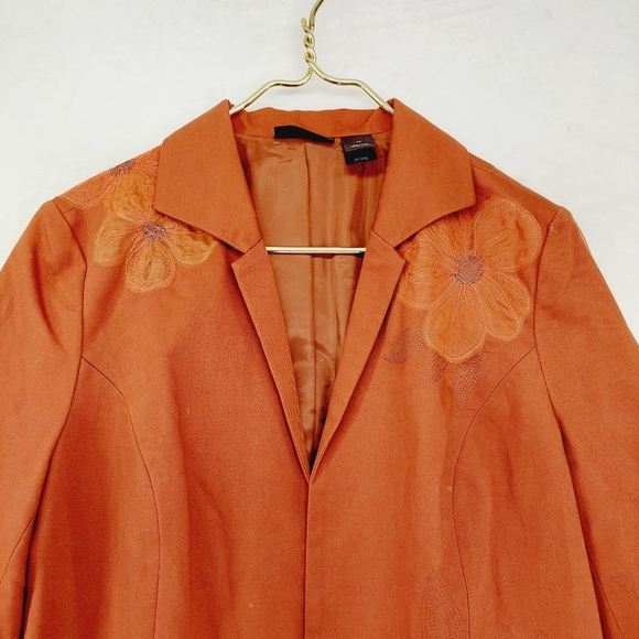 Studio Orange Floral Long Sleeve Collared light jacket linen blend 6086 - Picture 3 of 9
